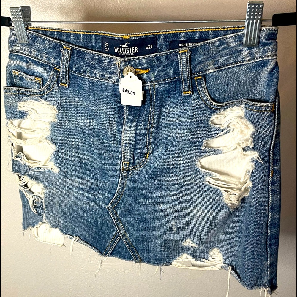 Juniors Hollister Jean Skirt Size 5 High Rise Skirt
